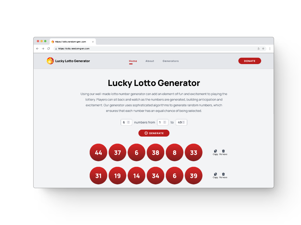 Random Lotto Number Generator