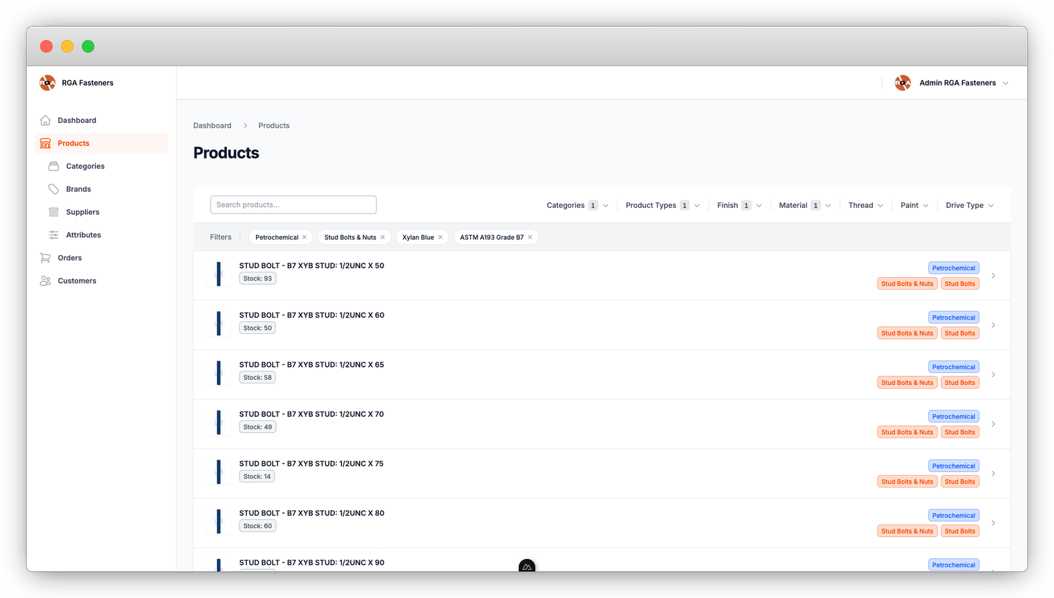 Admin RGA Fasteners preview